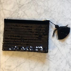 Gorgeous black sequin & velvet clutch with tassel